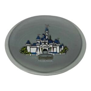 Vintage Walt Disney Grey Glass Souvenir Plate of Disneyland Princess Castle